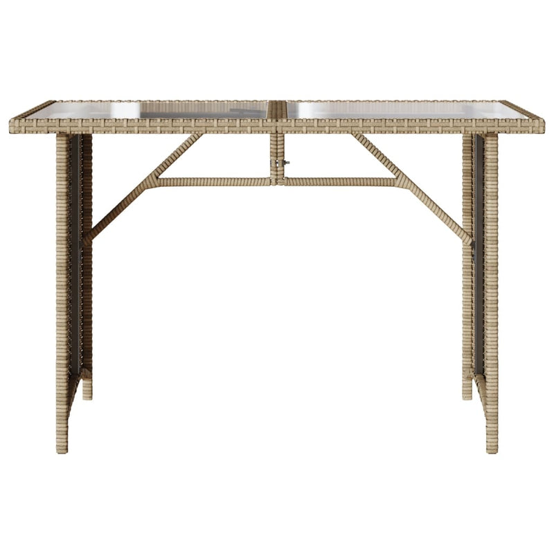vidaXL bézs polyrattan üveglapos kerti asztal 110x68x70 cm