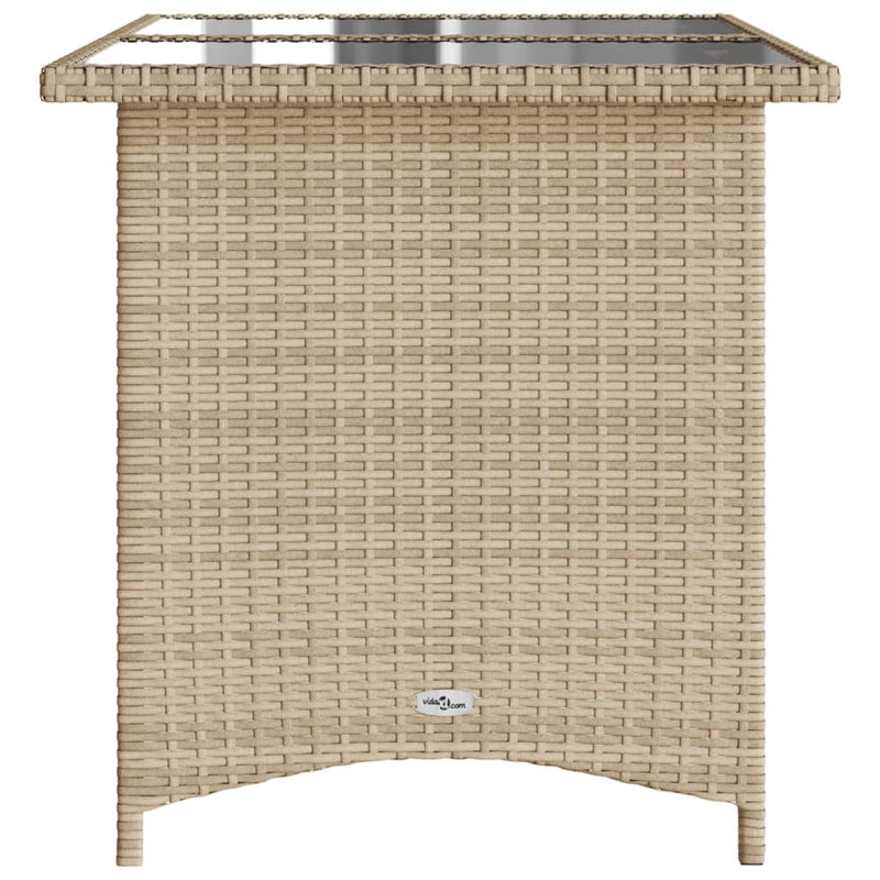 vidaXL bézs polyrattan üveglapos kerti asztal 110x68x70 cm