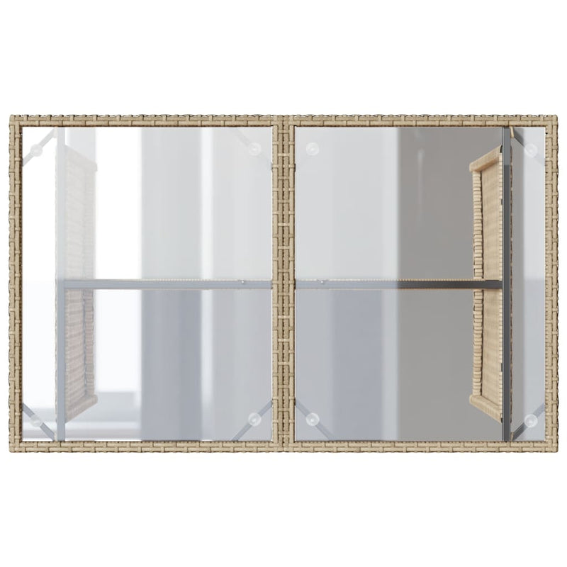 vidaXL bézs polyrattan üveglapos kerti asztal 110x68x70 cm