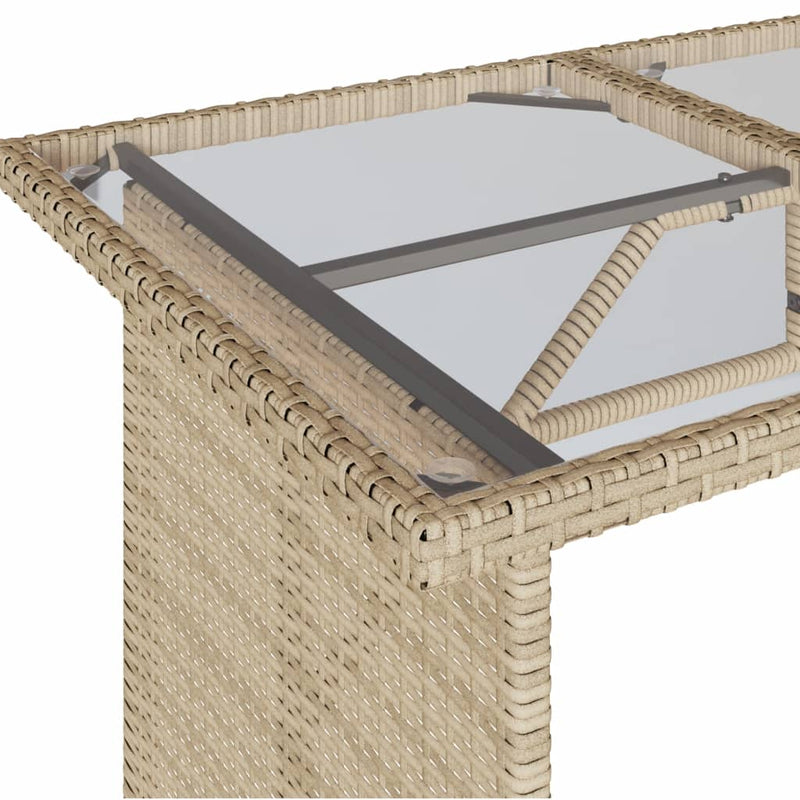 vidaXL bézs polyrattan üveglapos kerti asztal 110x68x70 cm