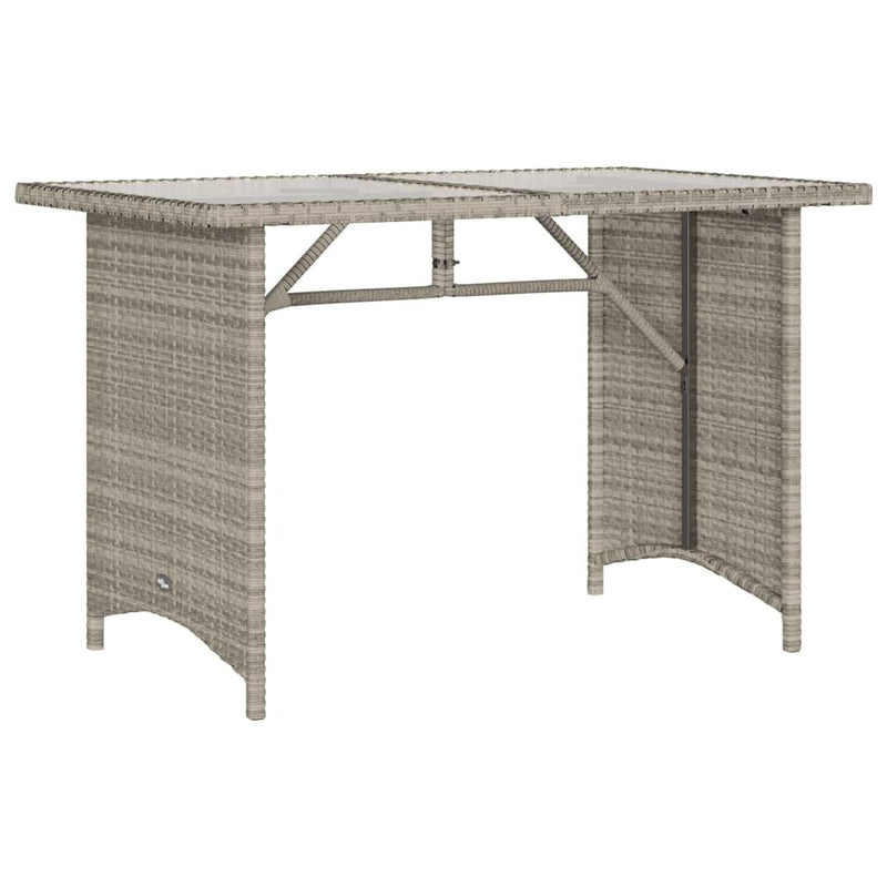vidaXL szürke polyrattan üveglapos kerti asztal 110x68x70 cm
