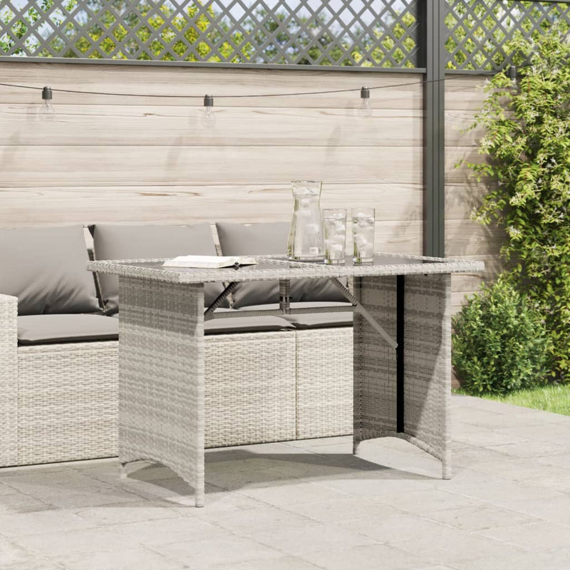 vidaXL szürke polyrattan üveglapos kerti asztal 110x68x70 cm