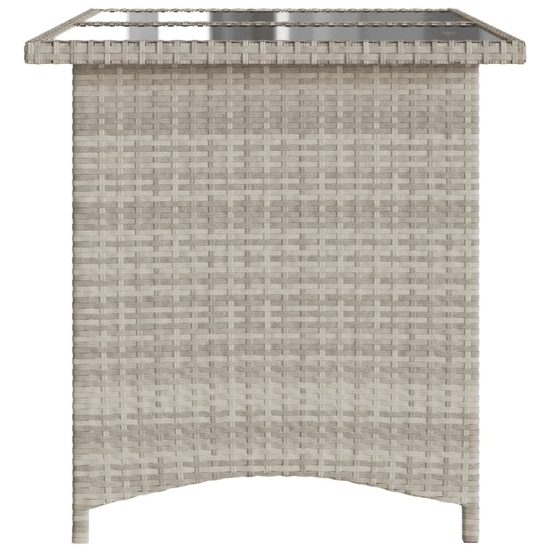 vidaXL szürke polyrattan üveglapos kerti asztal 110x68x70 cm