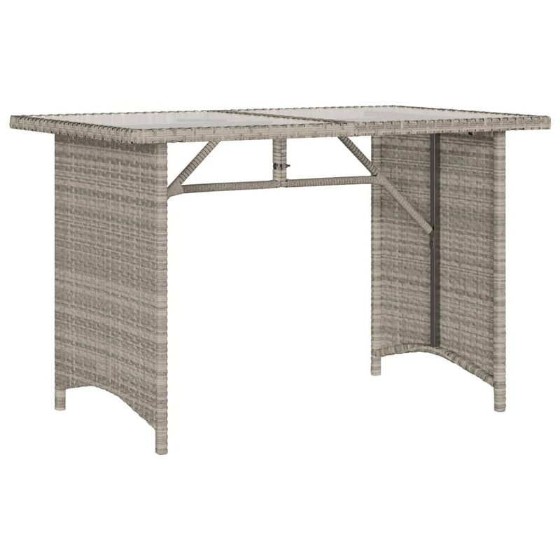 vidaXL szürke polyrattan üveglapos kerti asztal 110x68x70 cm