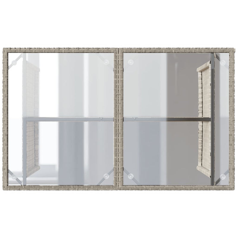 vidaXL szürke polyrattan üveglapos kerti asztal 110x68x70 cm