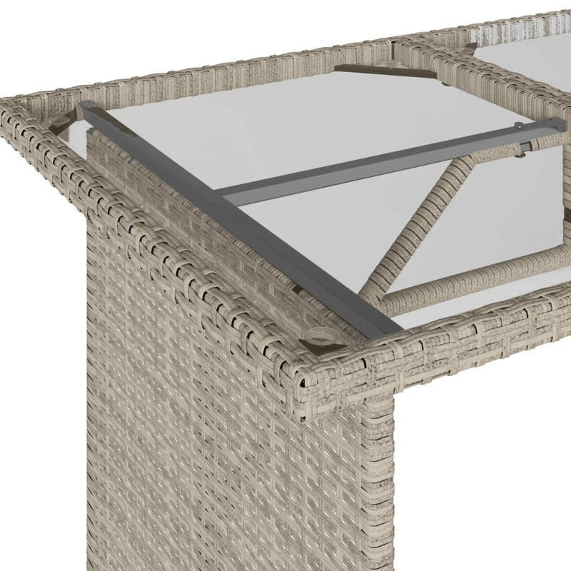 vidaXL szürke polyrattan üveglapos kerti asztal 110x68x70 cm