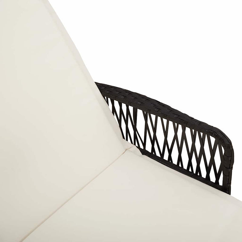 vidaXL Napozóágy párnával 1-személy Fekete 157 x 55 x 92cm polirattan