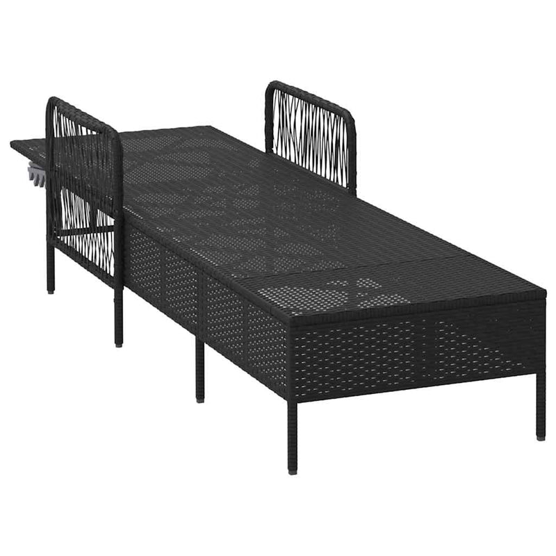 vidaXL Napozóágy párnával 1-személy Fekete 157 x 55 x 92cm polirattan