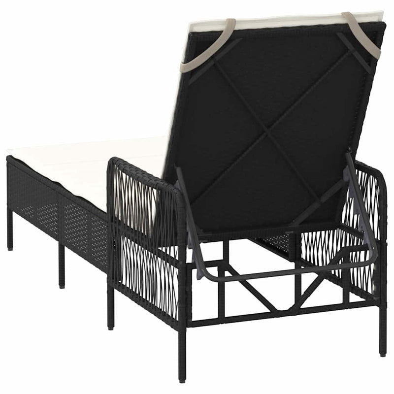 vidaXL Napozóágy párnával 1-személy Fekete 157 x 55 x 92cm polirattan