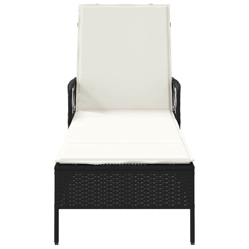 vidaXL Napozóágy párnával 1-személy Fekete 157 x 55 x 92cm polirattan