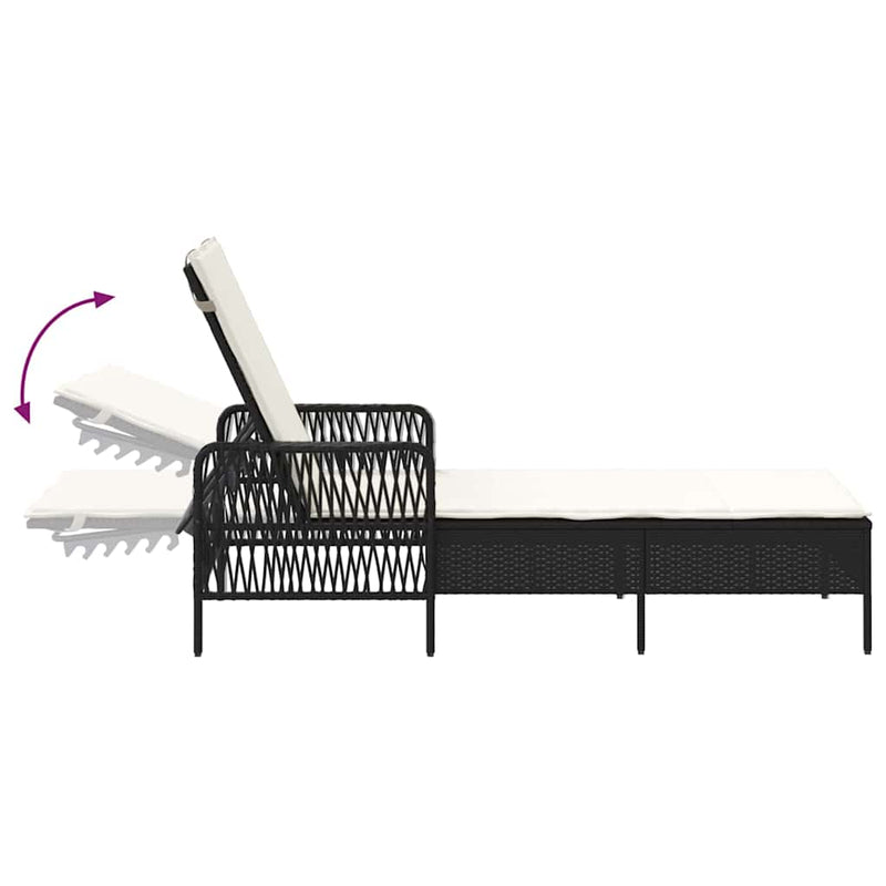 vidaXL Napozóágy párnával 1-személy Fekete 157 x 55 x 92cm polirattan