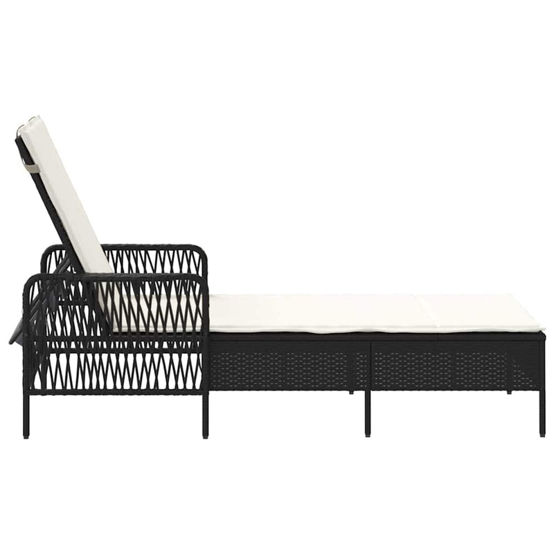 vidaXL Napozóágy párnával 1-személy Fekete 157 x 55 x 92cm polirattan
