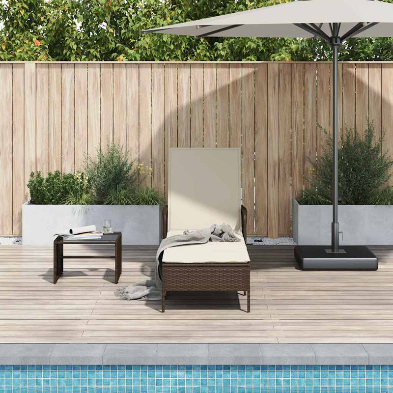 vidaXL Napozóágy párnával 1-személy Barna 157 x 55 x 92cm polirattan