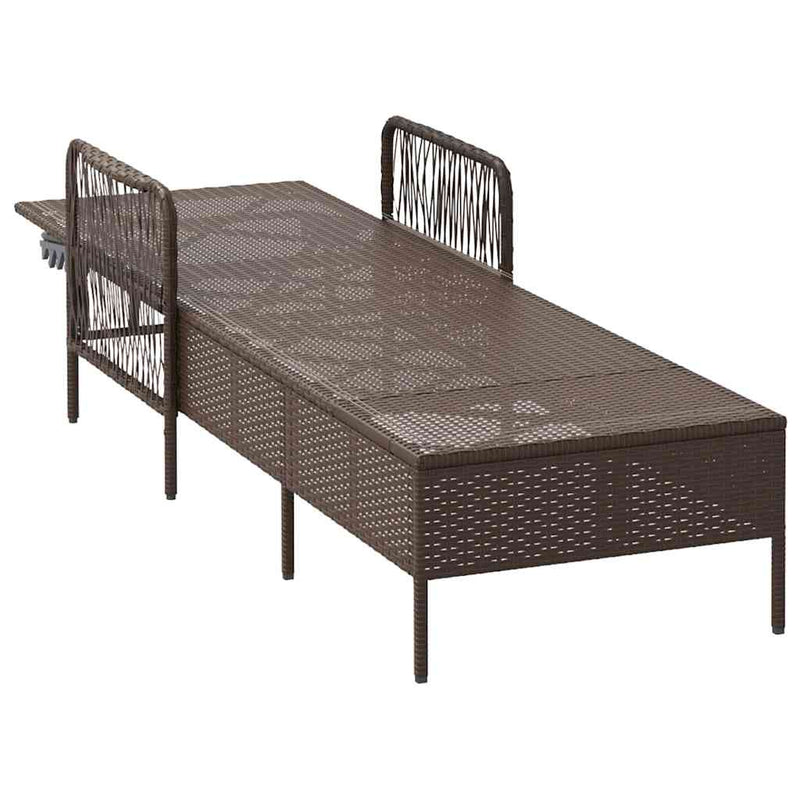 vidaXL Napozóágy párnával 1-személy Barna 157 x 55 x 92cm polirattan