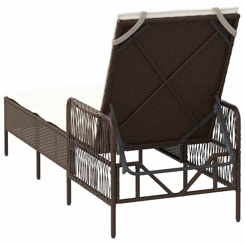 vidaXL Napozóágy párnával 1-személy Barna 157 x 55 x 92cm polirattan