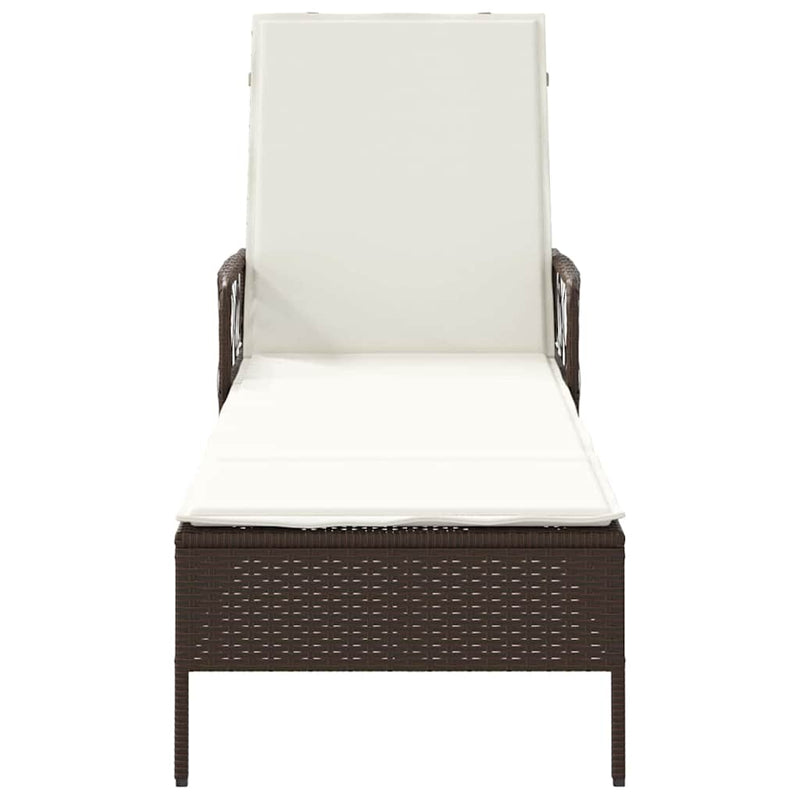 vidaXL Napozóágy párnával 1-személy Barna 157 x 55 x 92cm polirattan