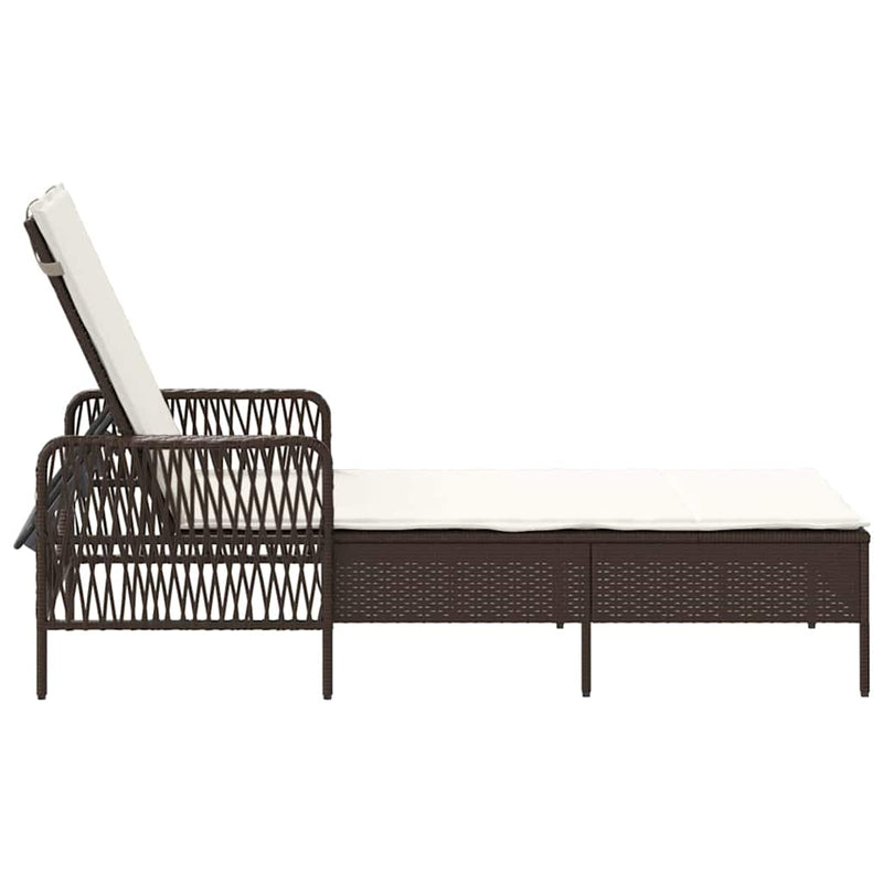 vidaXL Napozóágy párnával 1-személy Barna 157 x 55 x 92cm polirattan