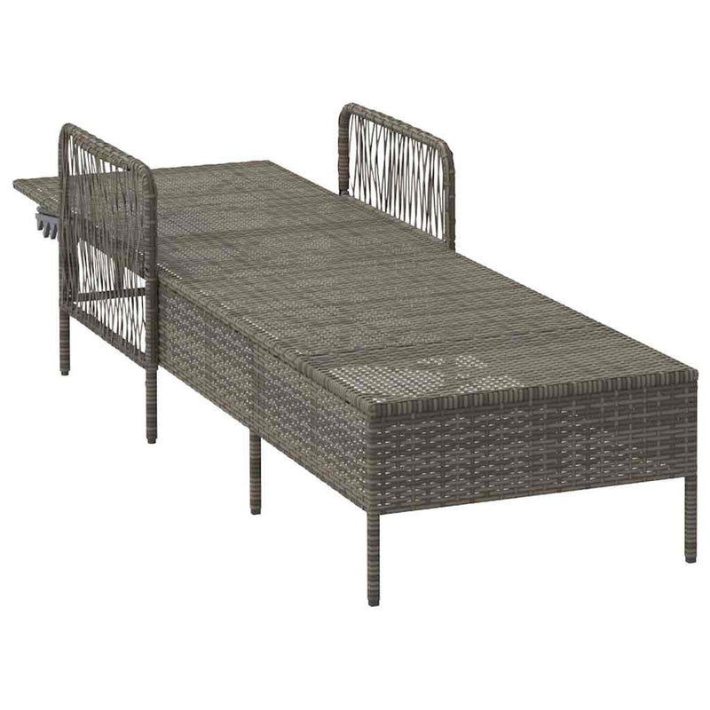 vidaXL Napozóágy párnával 1-személy Szürke 157 x 55 x 92cm polirattan