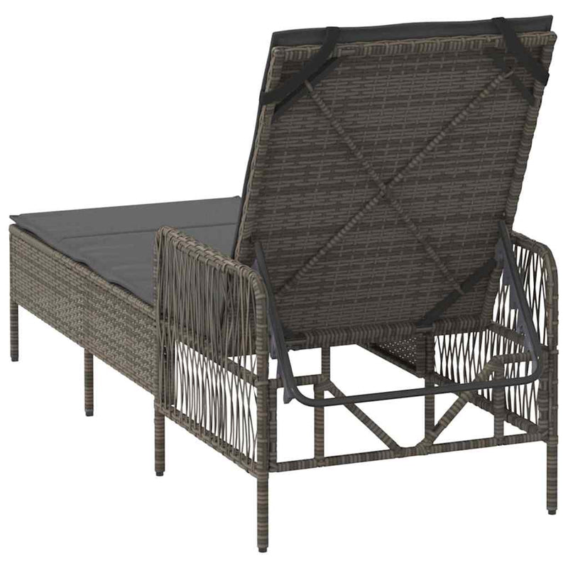 vidaXL Napozóágy párnával 1-személy Szürke 157 x 55 x 92cm polirattan