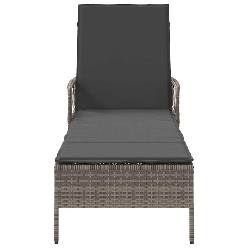vidaXL Napozóágy párnával 1-személy Szürke 157 x 55 x 92cm polirattan