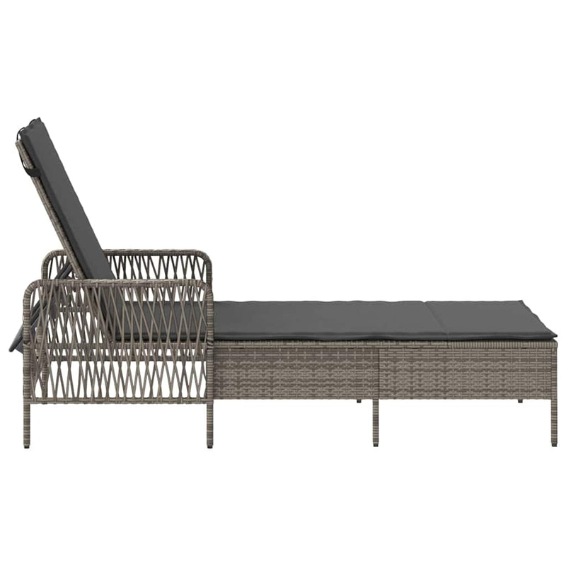 vidaXL Napozóágy párnával 1-személy Szürke 157 x 55 x 92cm polirattan