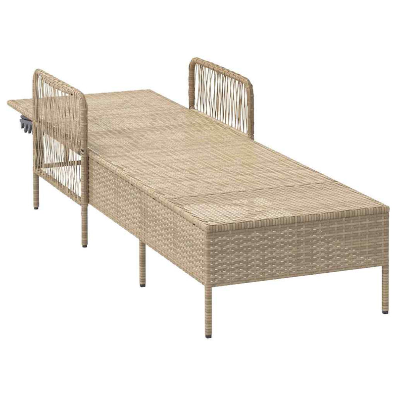vidaXL Napozóágy párnával 1-személy Bézs 157 x 55 x 92cm polirattan