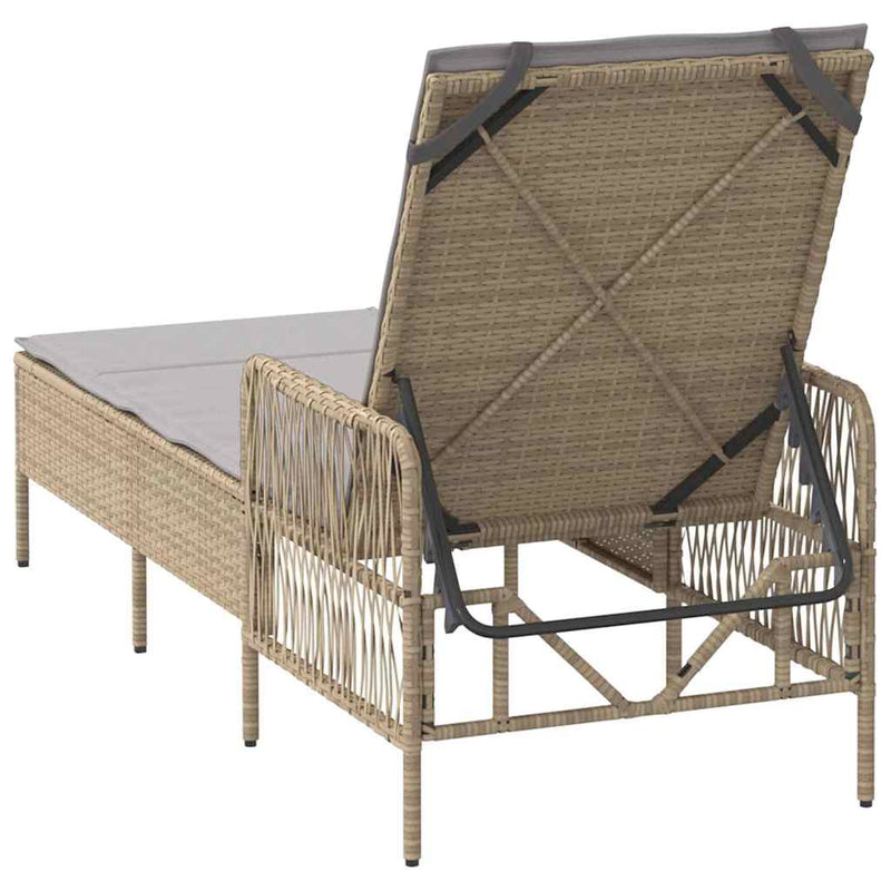 vidaXL Napozóágy párnával 1-személy Bézs 157 x 55 x 92cm polirattan