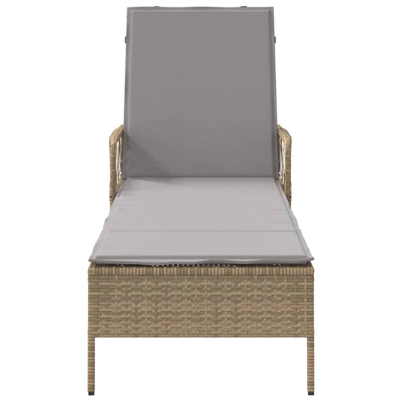 vidaXL Napozóágy párnával 1-személy Bézs 157 x 55 x 92cm polirattan