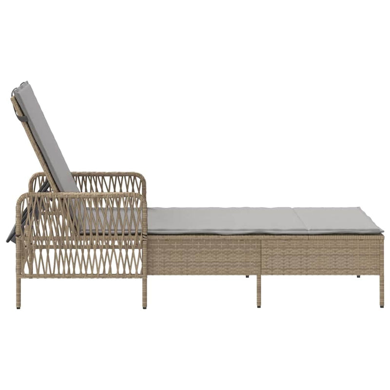 vidaXL Napozóágy párnával 1-személy Bézs 157 x 55 x 92cm polirattan