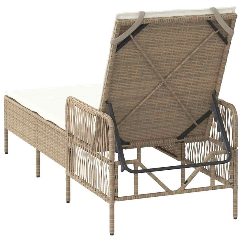 vidaXL Napozóágy párnával 1-személy Bézs 157 x 55 x 92cm polirattan