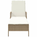 vidaXL Napozóágy párnával 1-személy Bézs 157 x 55 x 92cm polirattan