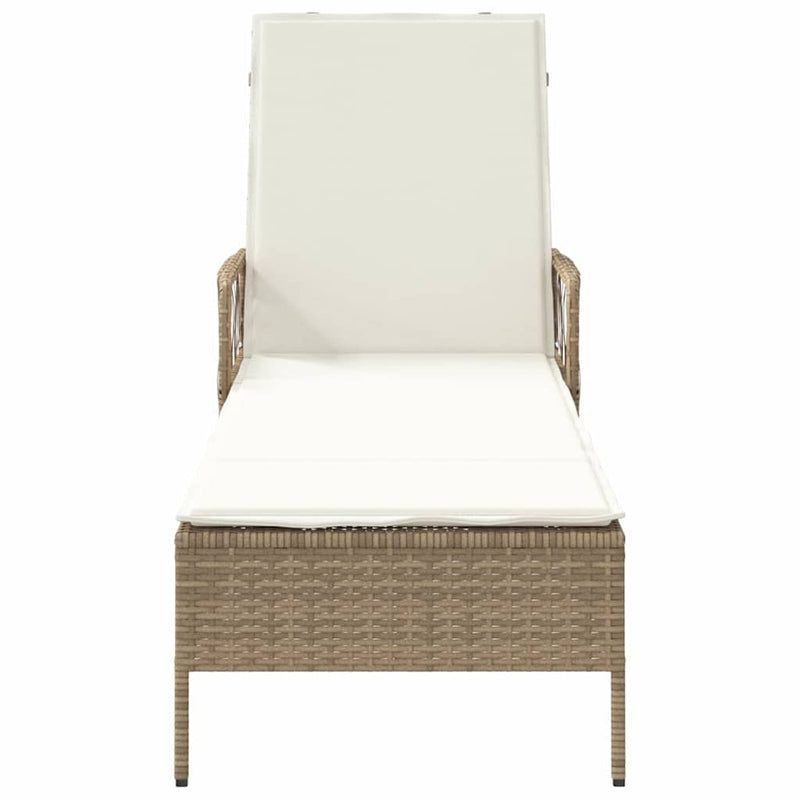 vidaXL Napozóágy párnával 1-személy Bézs 157 x 55 x 92cm polirattan
