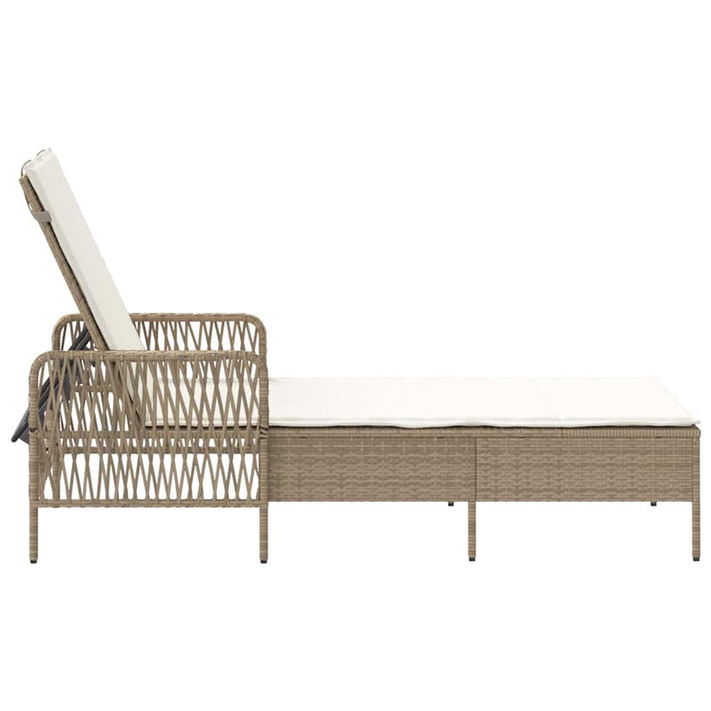 vidaXL Napozóágy párnával 1-személy Bézs 157 x 55 x 92cm polirattan