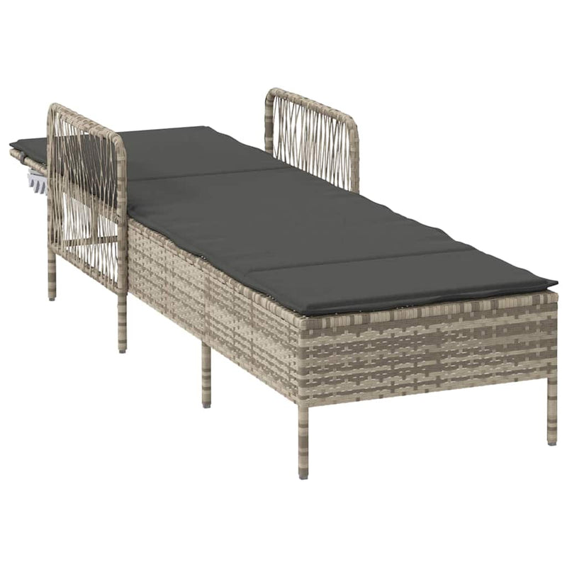 vidaXL Napozóágy párnával Világosszürke 157 x 55 x 92cm polirattan
