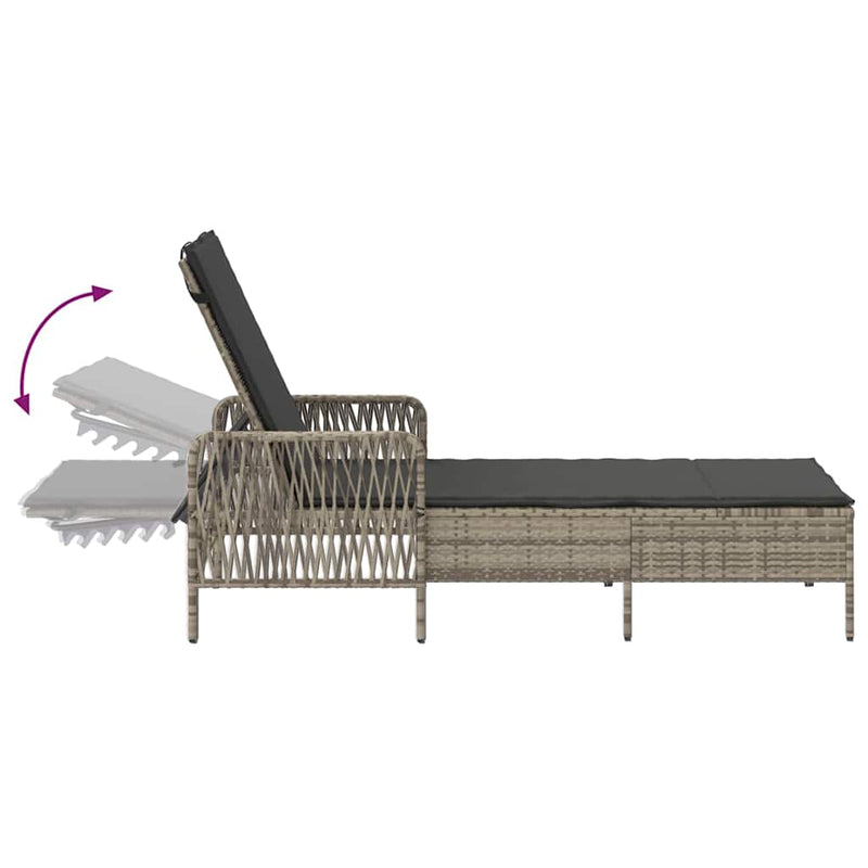 vidaXL Napozóágy párnával Világosszürke 157 x 55 x 92cm polirattan