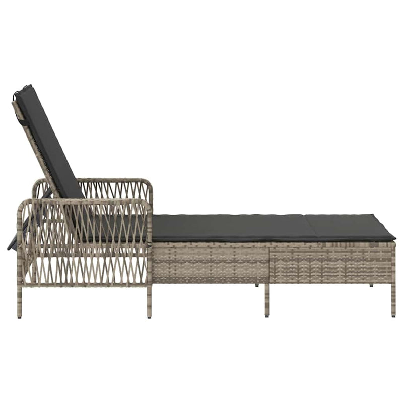 vidaXL Napozóágy párnával Világosszürke 157 x 55 x 92cm polirattan