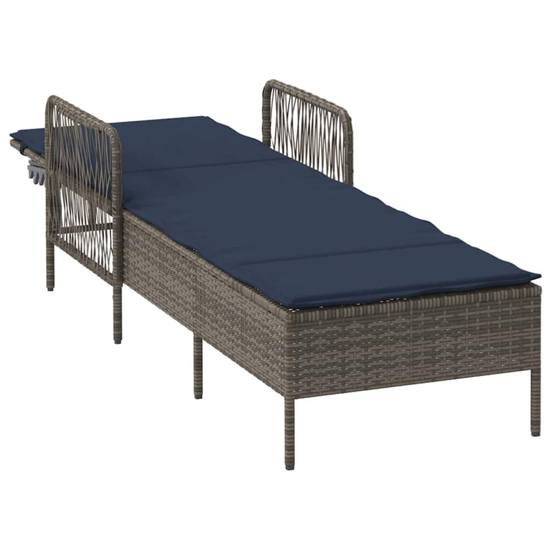 vidaXL Napozóágy párnával 1-személy Szürke 157 x 55 x 92cm polirattan