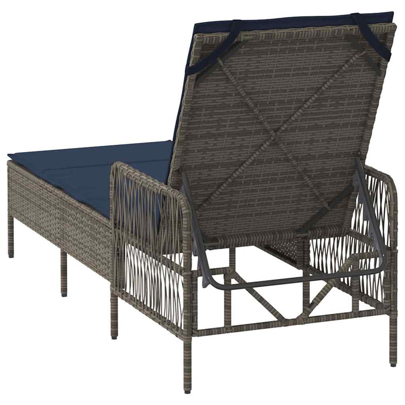 vidaXL Napozóágy párnával 1-személy Szürke 157 x 55 x 92cm polirattan