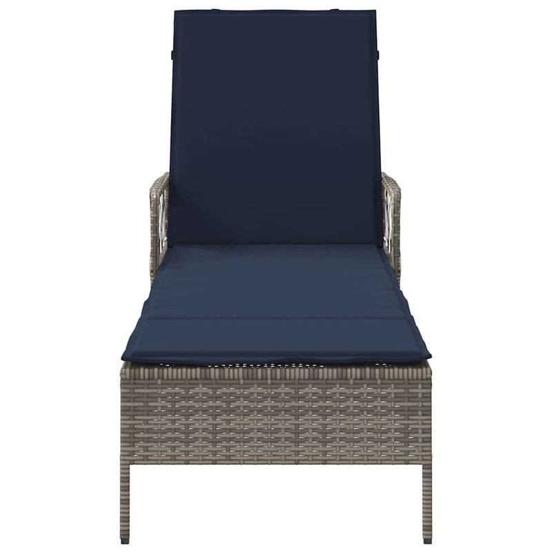 vidaXL Napozóágy párnával 1-személy Szürke 157 x 55 x 92cm polirattan