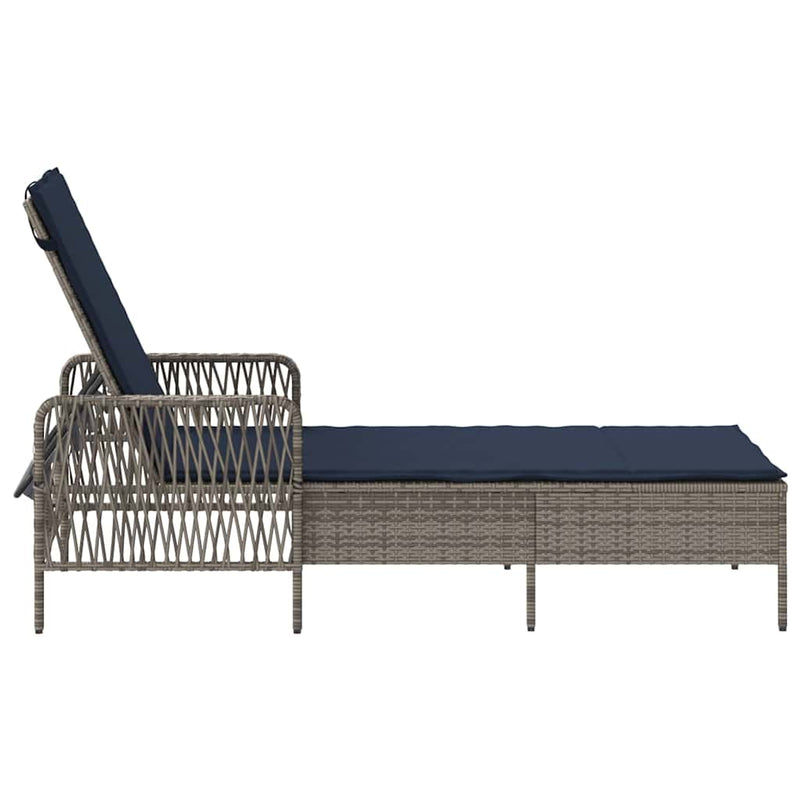 vidaXL Napozóágy párnával 1-személy Szürke 157 x 55 x 92cm polirattan