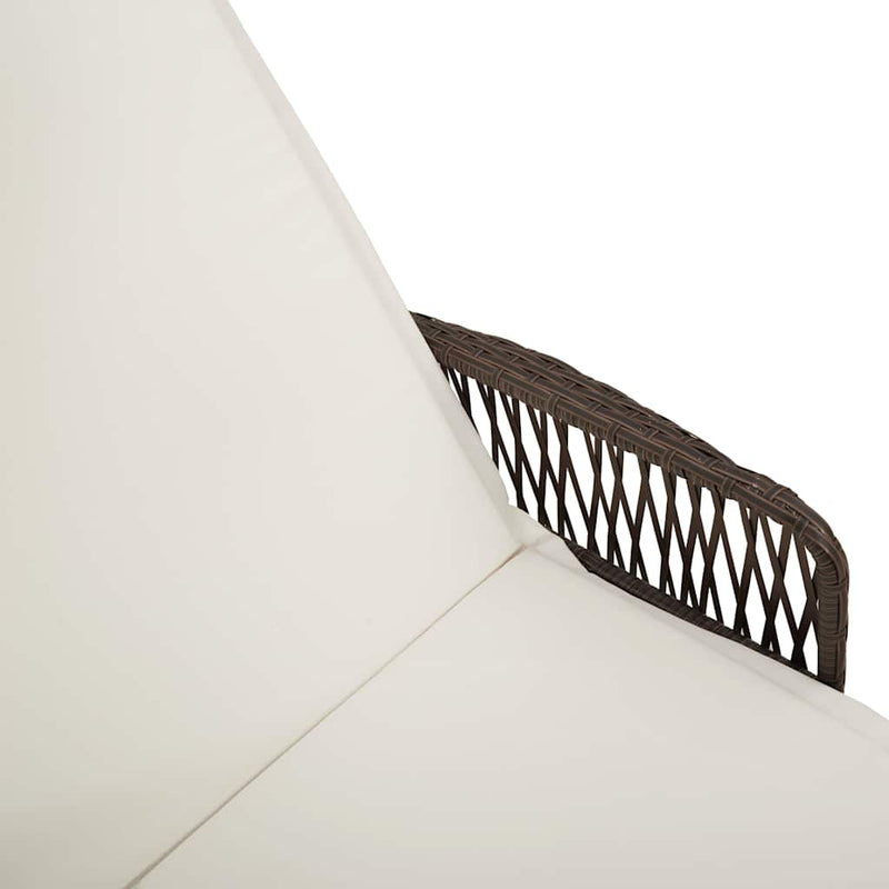 vidaXL Napozóágy párnával 2 pcs Barna 35 x 35 x 32cm polirattan