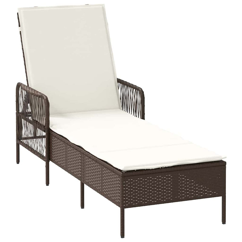 vidaXL Napozóágy párnával 2 pcs Barna 35 x 35 x 32cm polirattan