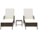 vidaXL Napozóágy párnával 2 pcs Barna 35 x 35 x 32cm polirattan