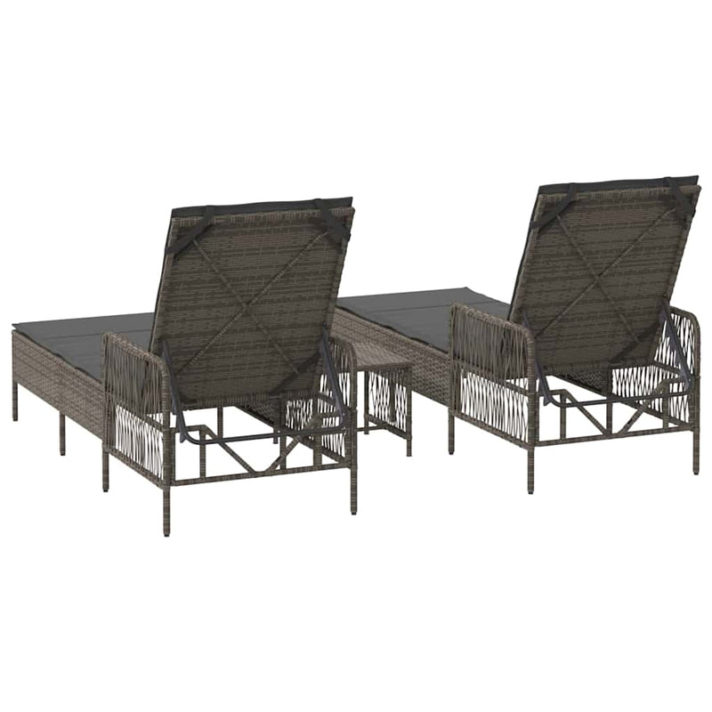 vidaXL Napozóágy párnával 2 pcs Szürke 35 x 35 x 32cm polirattan