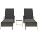 vidaXL Napozóágy párnával 2 pcs Szürke 35 x 35 x 32cm polirattan