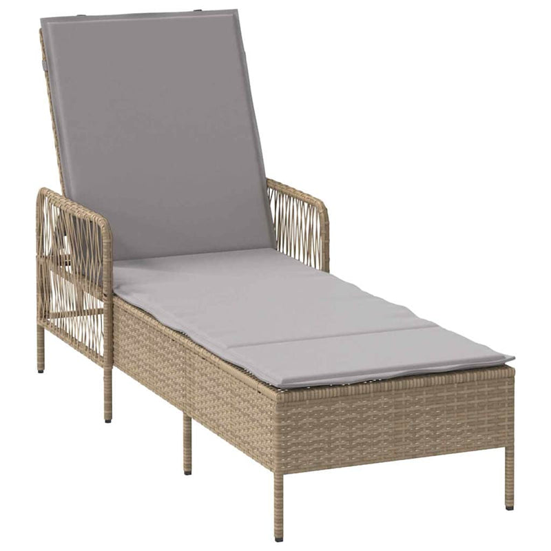vidaXL Napozóágy párnával 2 pcs Bézs 35 x 35 x 32cm polirattan