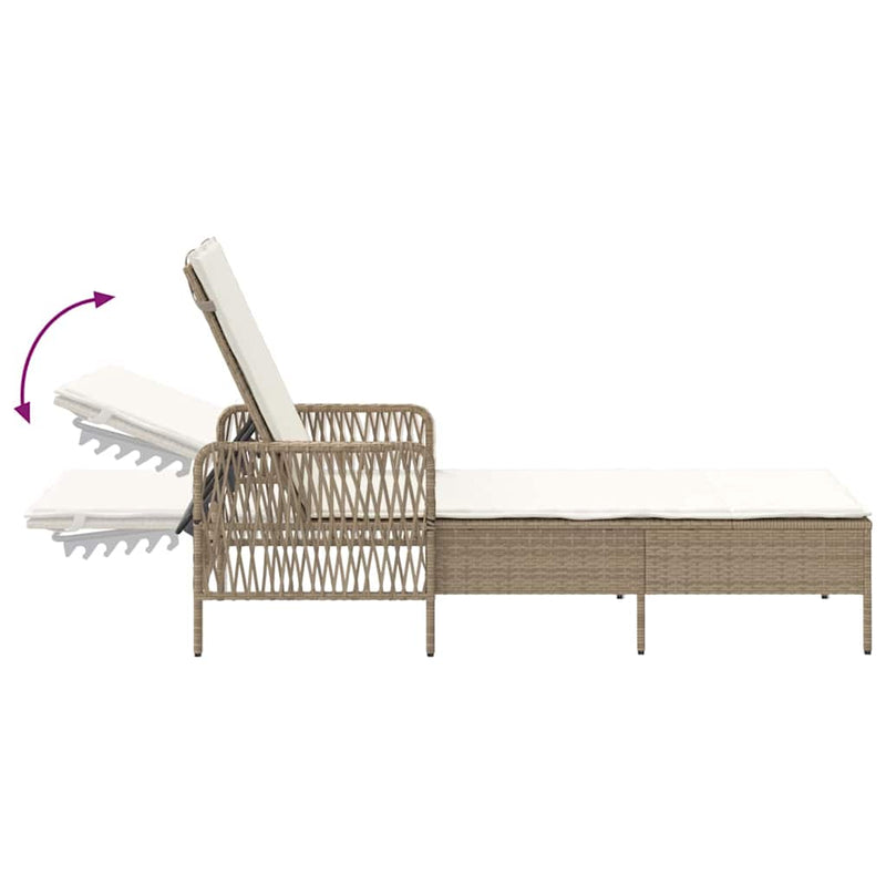 vidaXL Napozóágy párnával 2 pcs Bézs 35 x 35 x 32cm polirattan