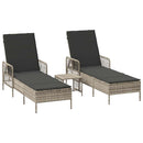 vidaXL Napozóágy 2 pcs Világosszürke 35 x 35 x 32cm polirattan