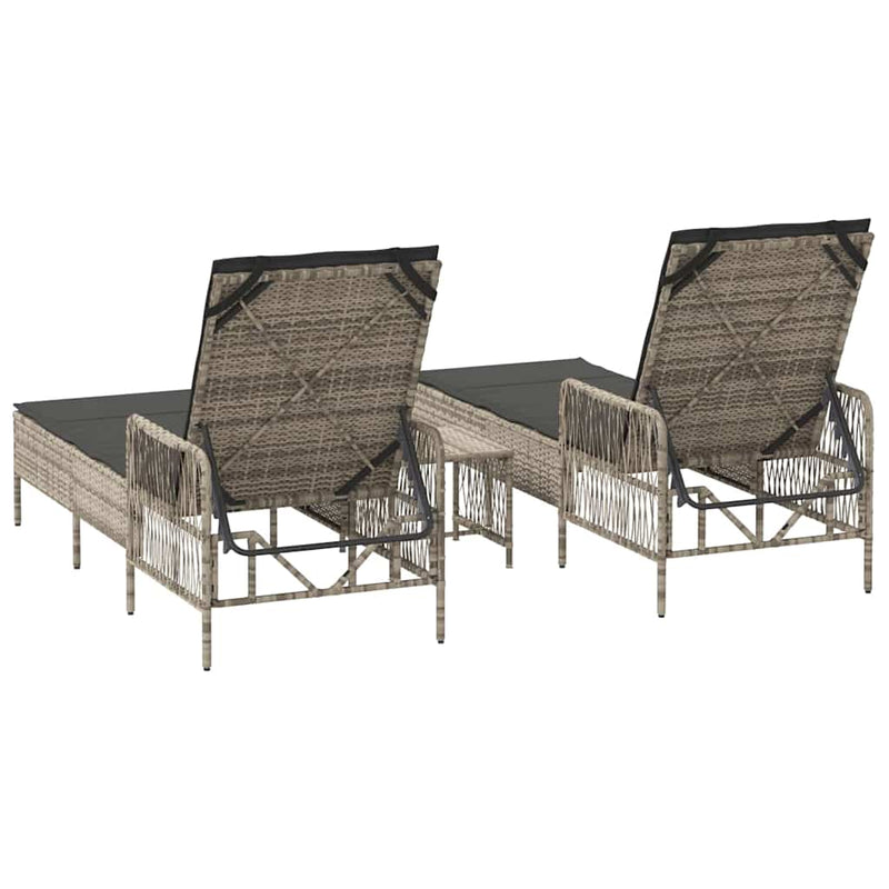vidaXL Napozóágy 2 pcs Világosszürke 35 x 35 x 32cm polirattan