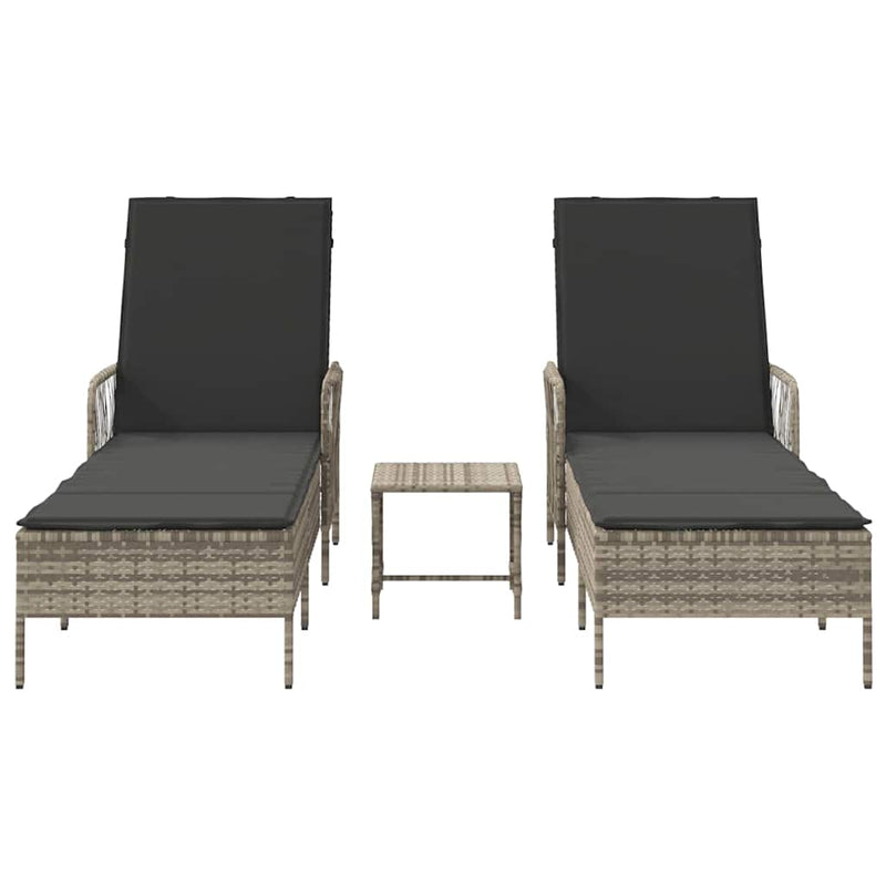 vidaXL Napozóágy 2 pcs Világosszürke 35 x 35 x 32cm polirattan